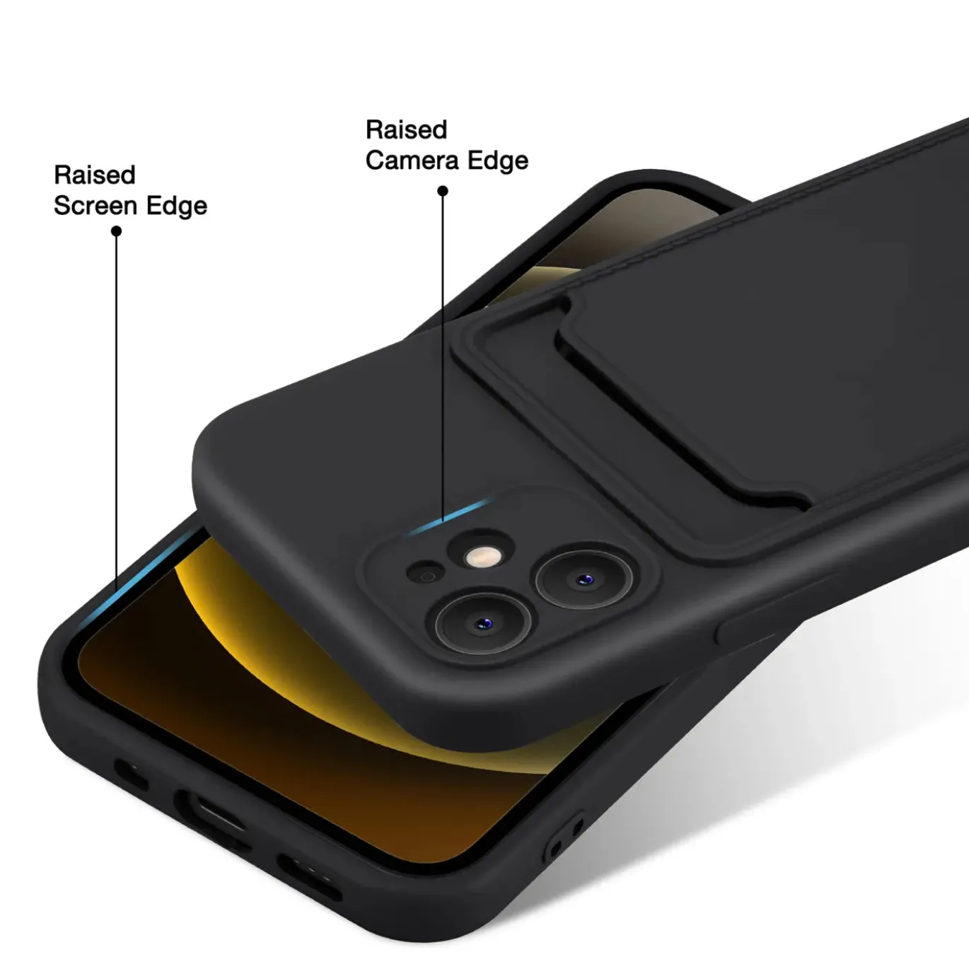 iPhone 12 - Silikonhülle mit Kartenfach & Kameraschutz