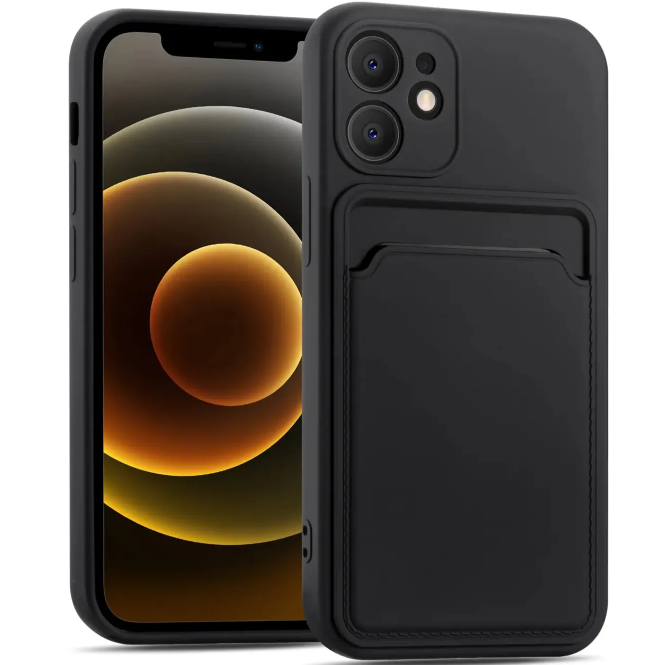 iPhone 12 - Silikonhülle mit Kartenfach & Kameraschutz