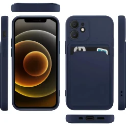 iPhone 12 - Silikonhülle mit Kartenfach & Kameraschutz