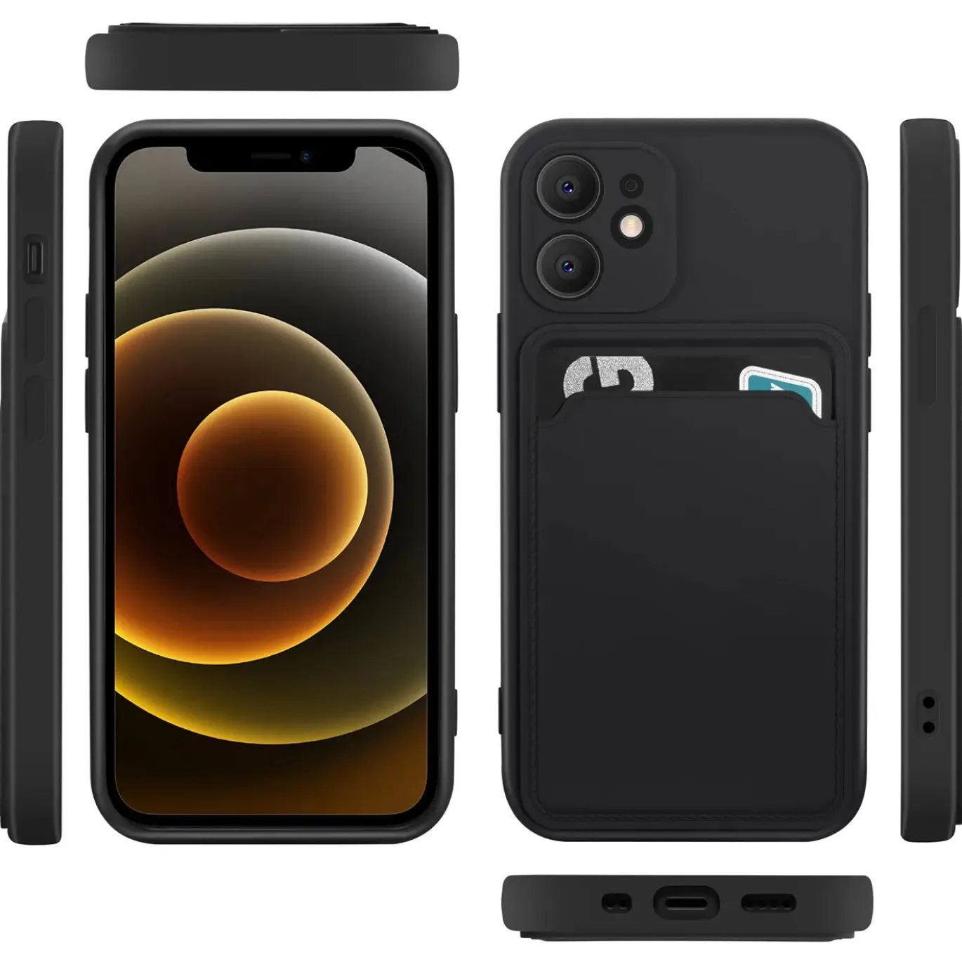 iPhone 12 - Silikonhülle mit Kartenfach & Kameraschutz