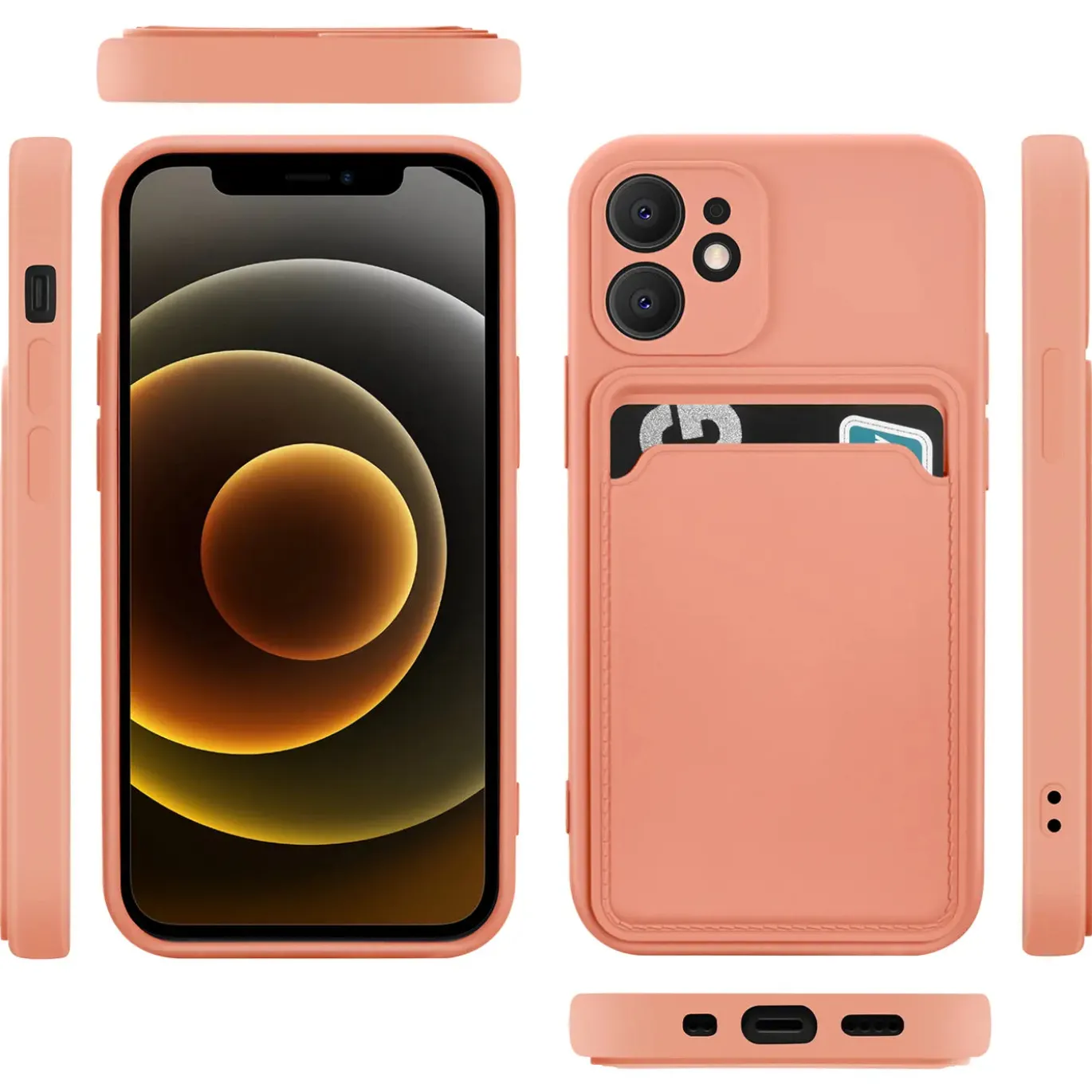 iPhone 12 - Silikonhülle mit Kartenfach & Kameraschutz