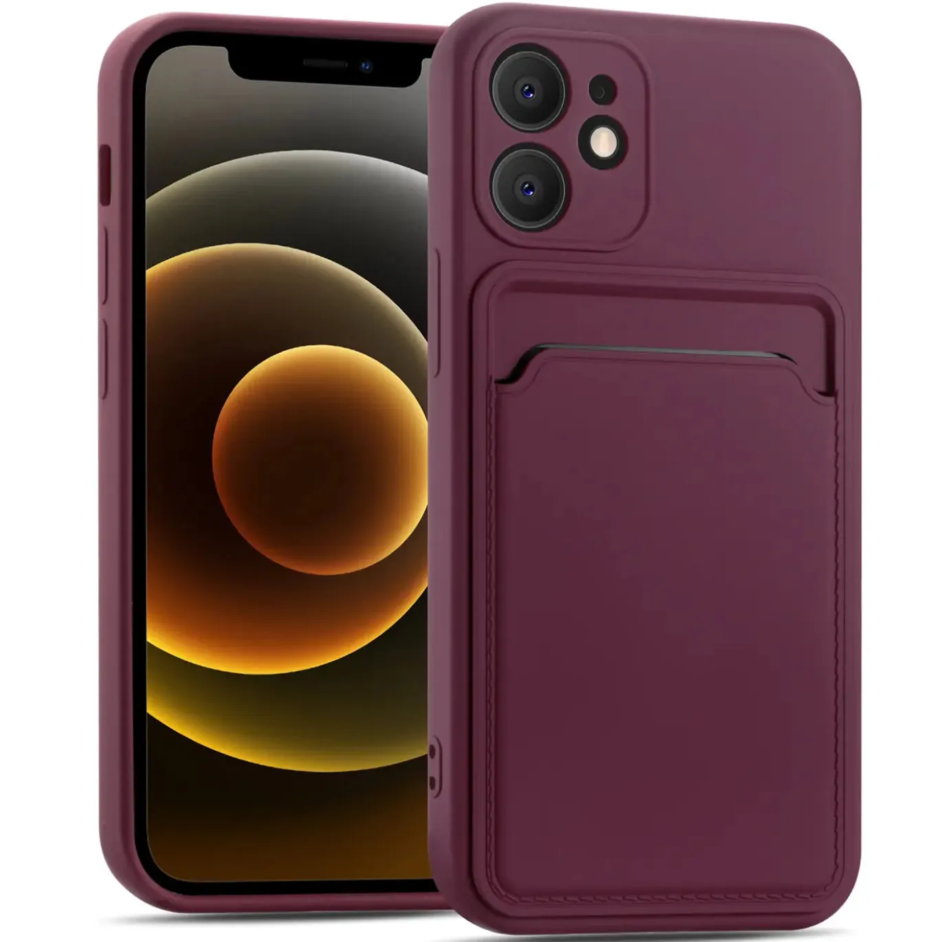 iPhone 12 - Silikonhülle mit Kartenfach & Kameraschutz