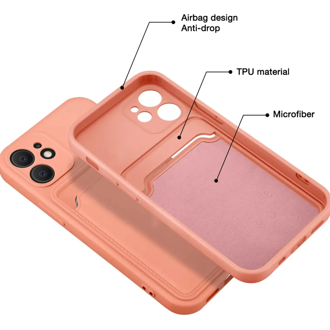 iPhone 12 - Silikonhülle mit Kartenfach & Kameraschutz