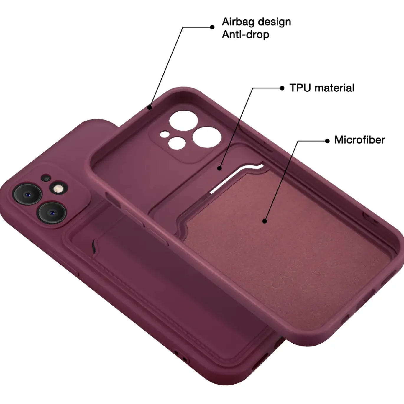 iPhone 14 - Silikonhülle mit Kartenfach & Kameraschutz