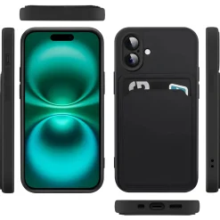 iPhone 16 - Silikonhülle mit Kartenfach & Kameraschutz