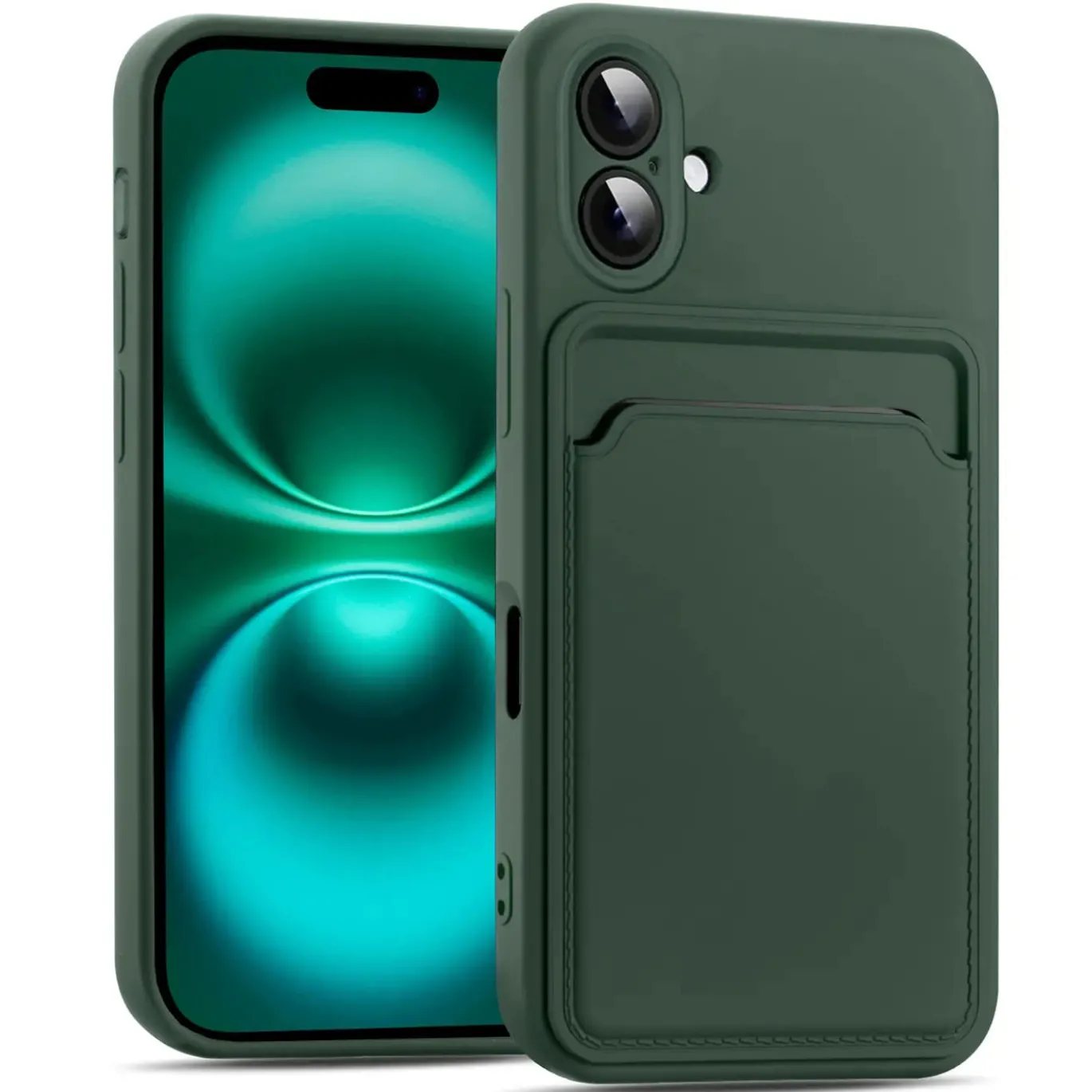 iPhone 16 - Silikonhülle mit Kartenfach & Kameraschutz