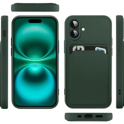 iPhone 16 - Silikonhülle mit Kartenfach & Kameraschutz