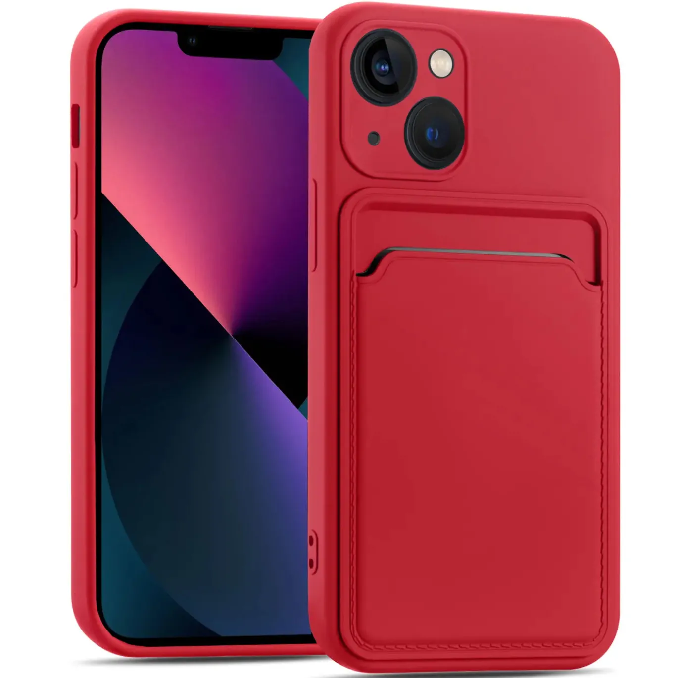 iPhone 13 - Silikonhülle mit Kartenfach & Kameraschutz