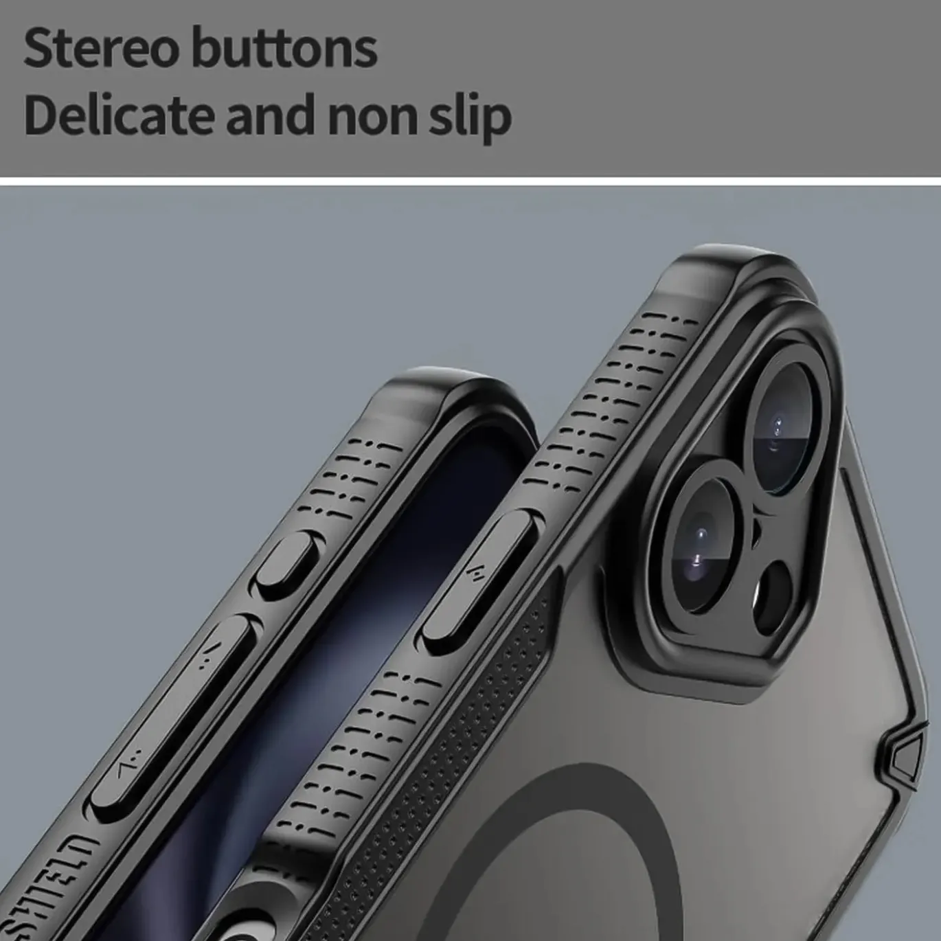 iPhone 16 - Stoßfestes MagSafe Case in Schwarz mit halbtransparenter Rückseite