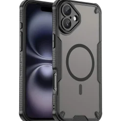 iPhone 16 - Stoßfestes MagSafe Case in Schwarz mit halbtransparenter Rückseite