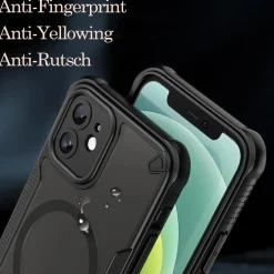 iPhone 12 - Stoßfestes MagSafe Case in Schwarz mit halbtransparenter Rückseite