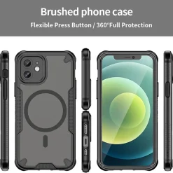 iPhone 12 - Stoßfestes MagSafe Case in Schwarz mit halbtransparenter Rückseite