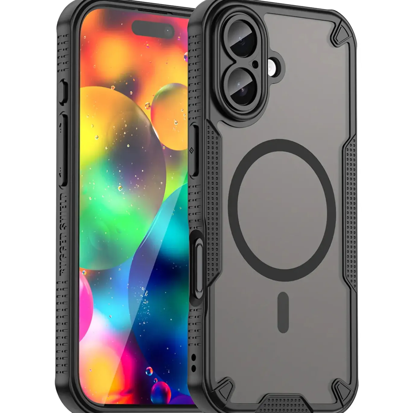 iPhone 17 - Stoßfestes MagSafe Case in Schwarz mit halbtransparenter Rückseite