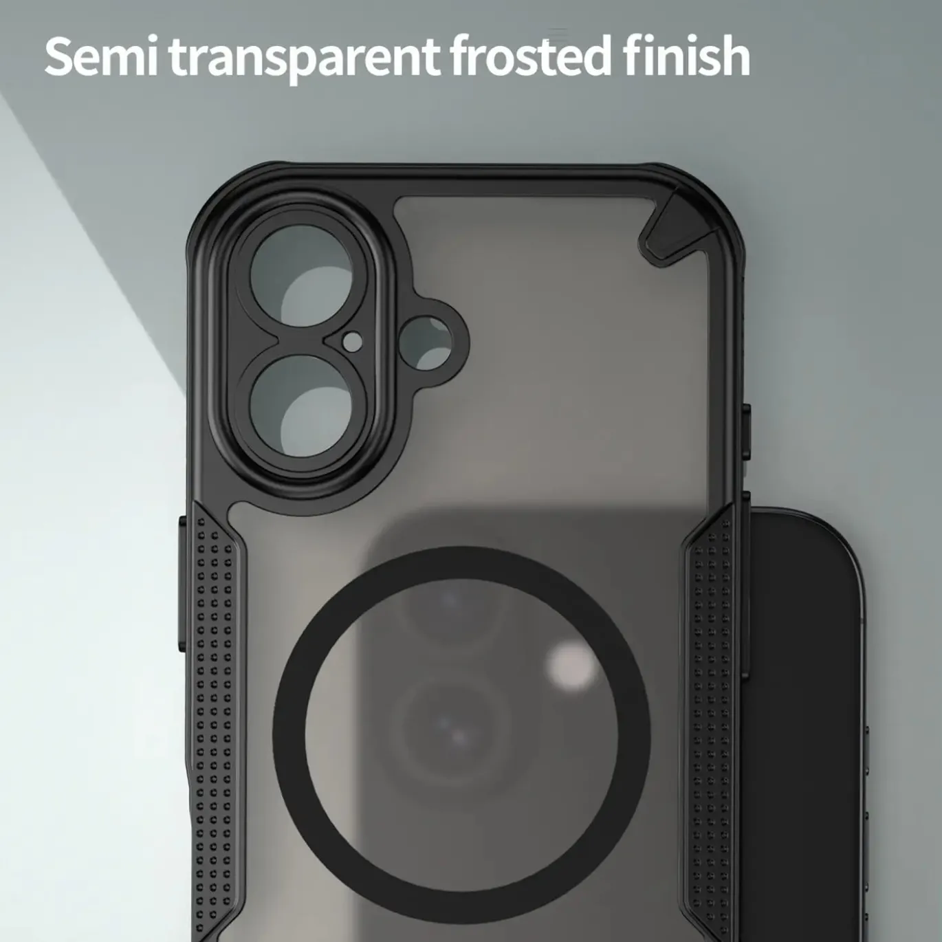iPhone 17 - Stoßfestes MagSafe Case in Schwarz mit halbtransparenter Rückseite