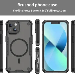 iPhone 13 - Stoßfestes MagSafe Case in Schwarz mit halbtransparenter Rückseite