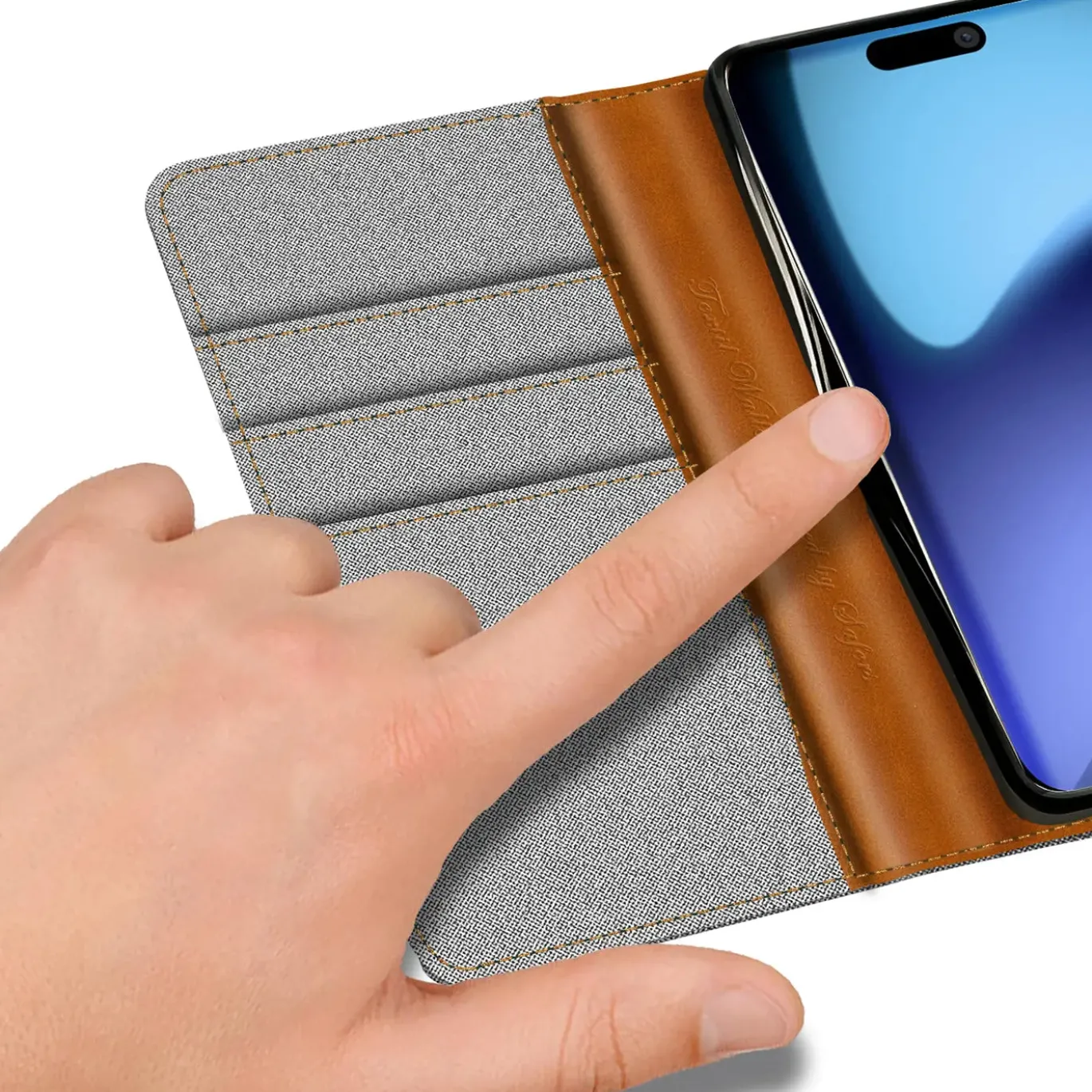 iPhone 17 Air - Jeanslook Klapphülle mit Kartenfach