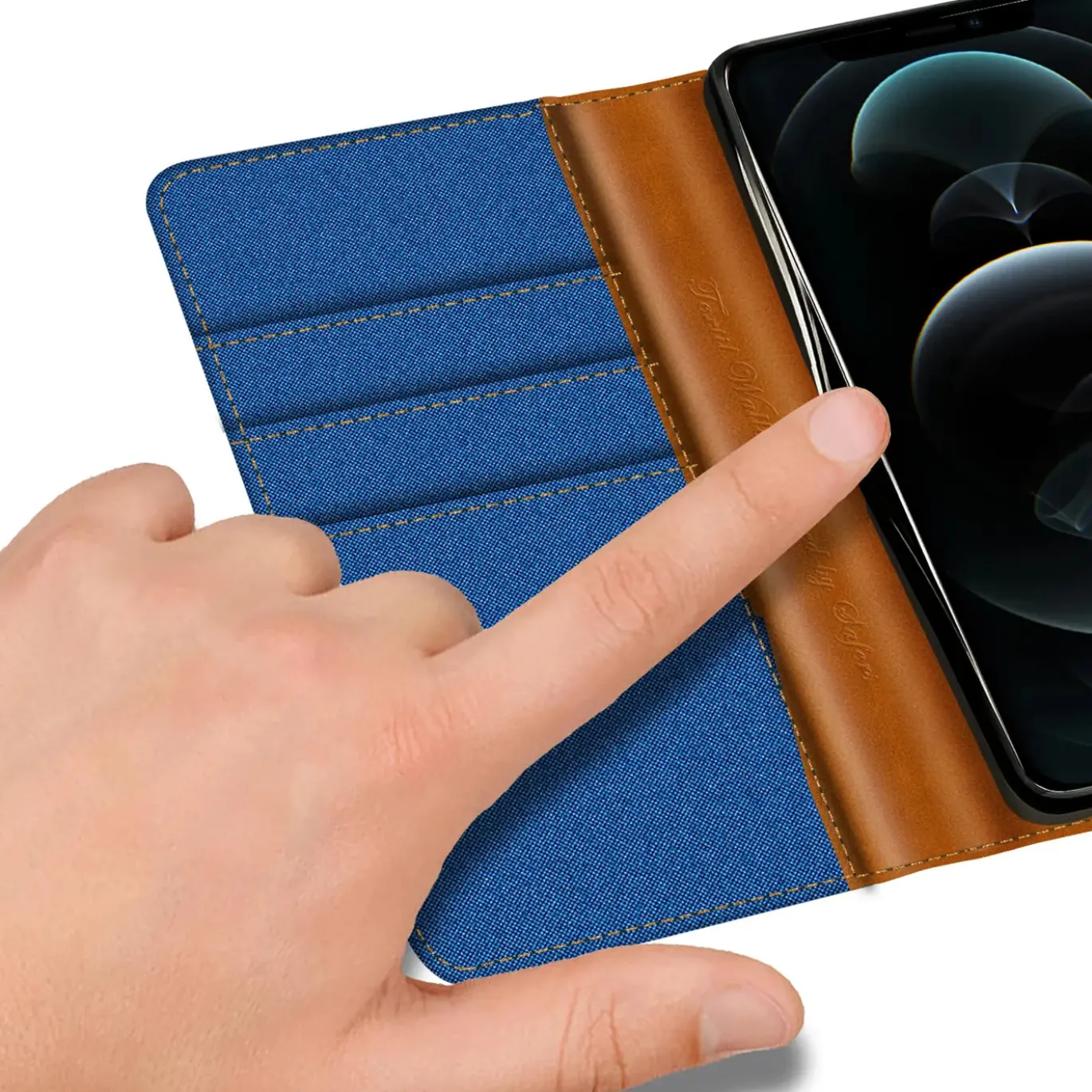 iPhone 13 Mini - Jeanslook Klapphülle mit Kartenfach