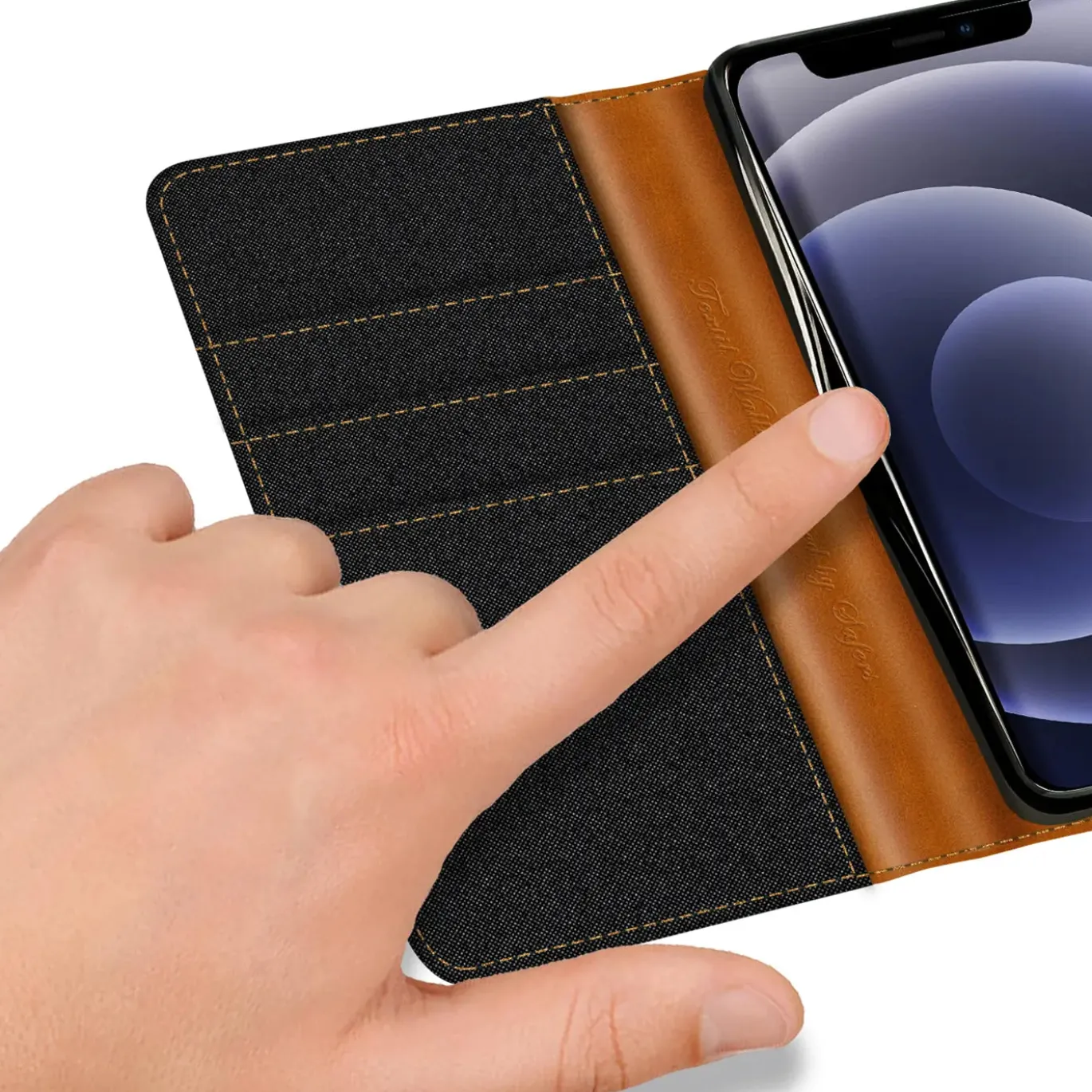 iPhone 12 Mini - Jeanslook Klapphülle mit Kartenfach