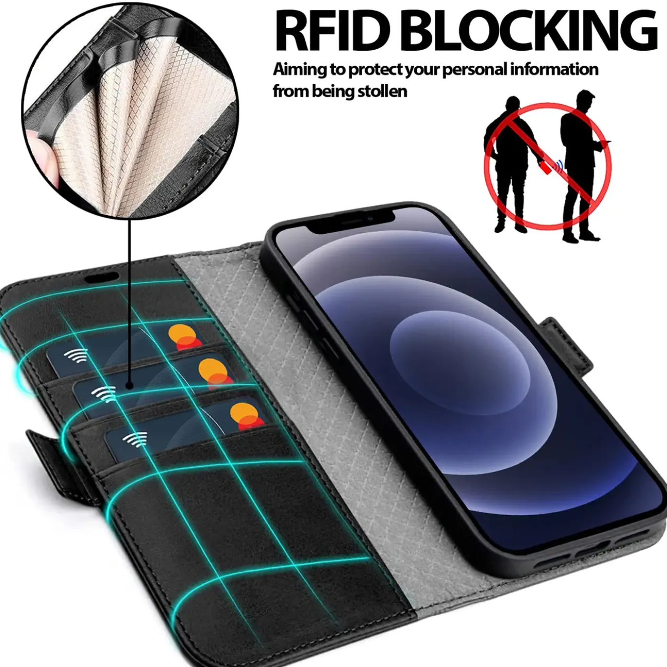 iPhone 12 Mini - Robuste Klapphülle mit RFID Block