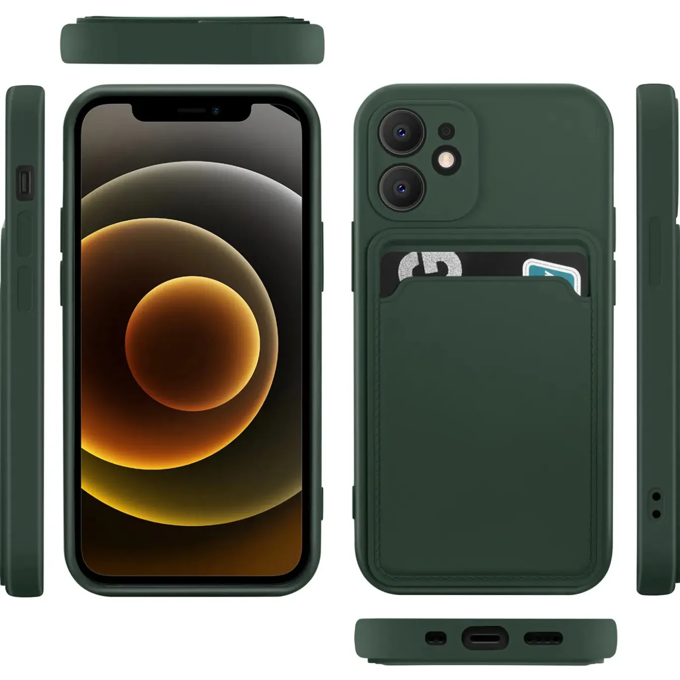 iPhone 12 Mini - Silikonhülle mit Kartenfach & Kameraschutz