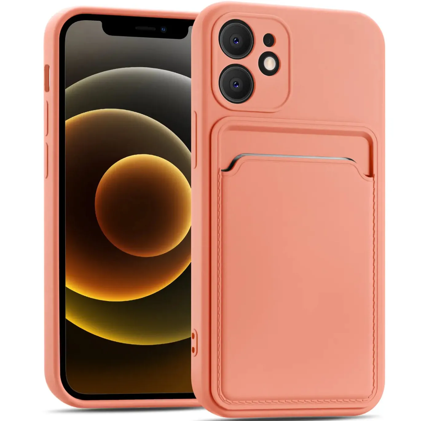 iPhone 12 Mini - Silikonhülle mit Kartenfach & Kameraschutz