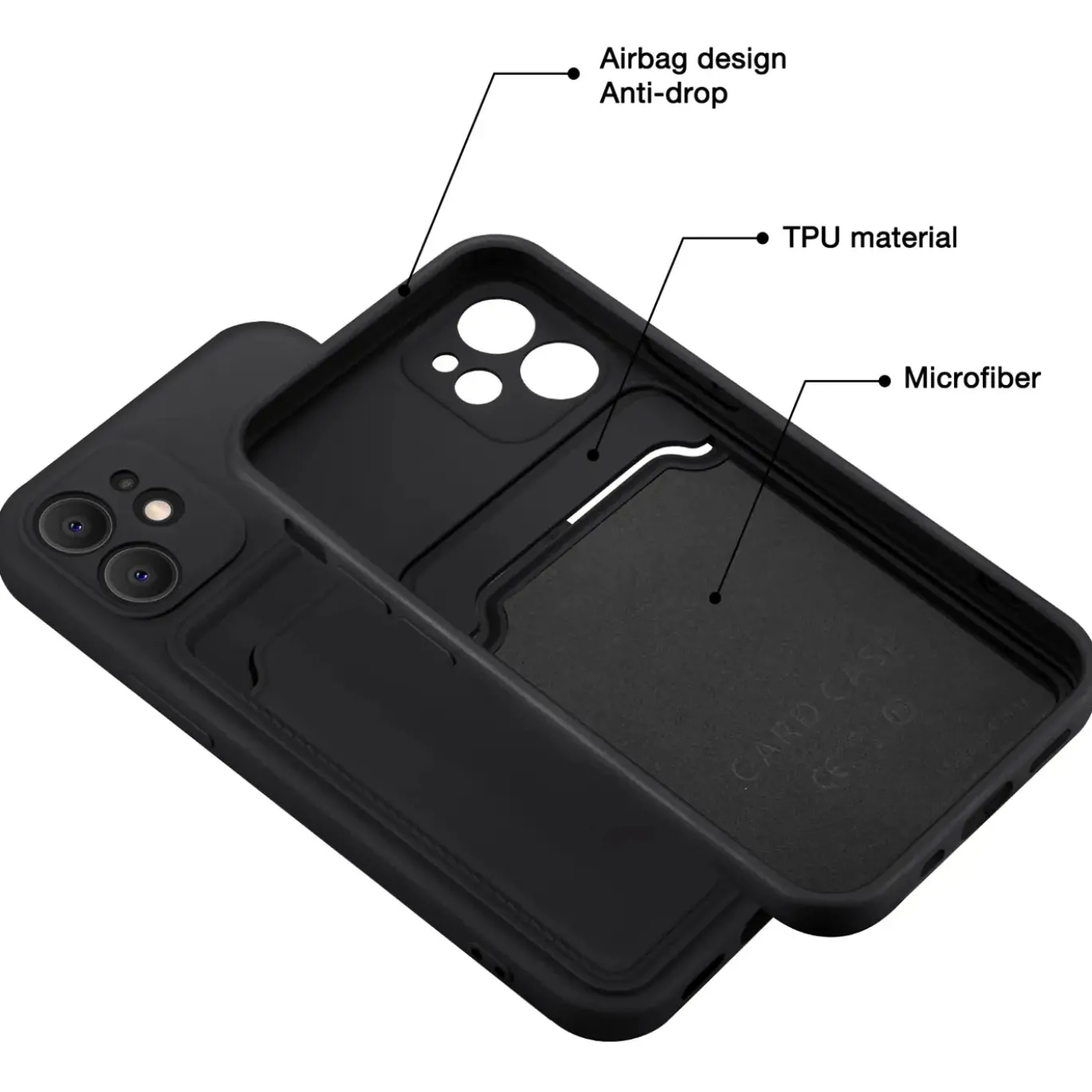 iPhone 12 Mini - Silikonhülle mit Kartenfach & Kameraschutz