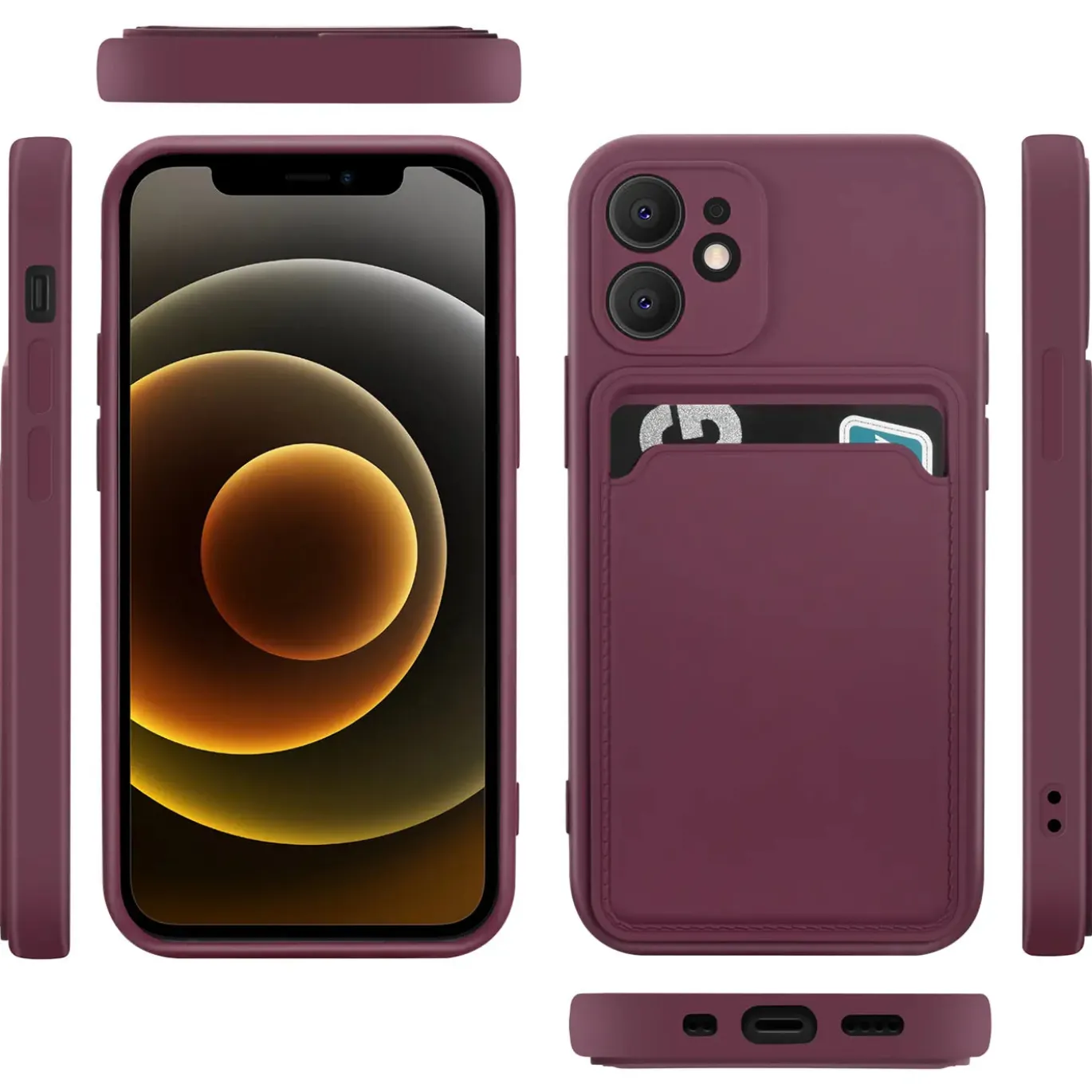 iPhone 12 Mini - Silikonhülle mit Kartenfach & Kameraschutz