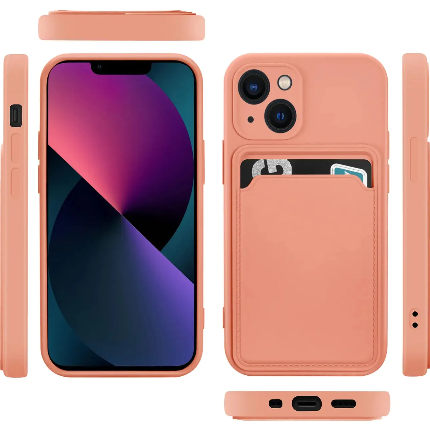 iPhone 13 Mini - Silikonhülle mit Kartenfach & Kameraschutz