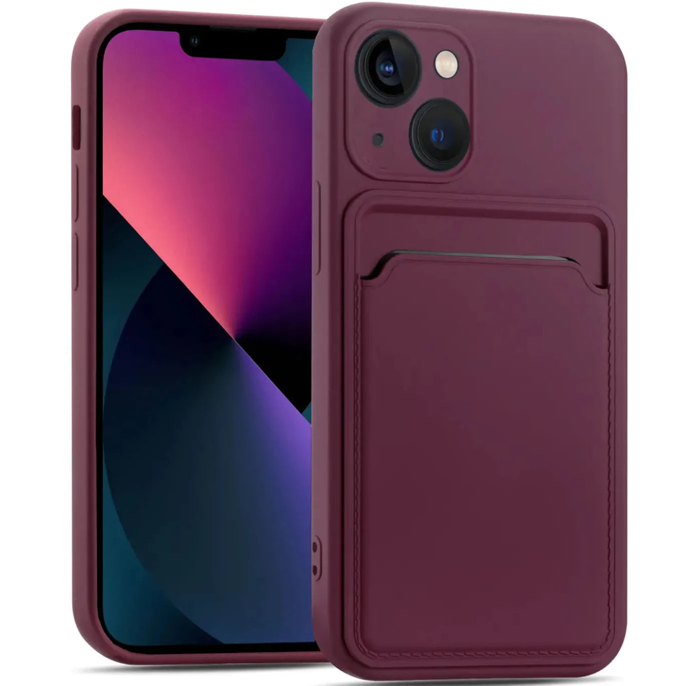 iPhone 13 Mini - Silikonhülle mit Kartenfach & Kameraschutz