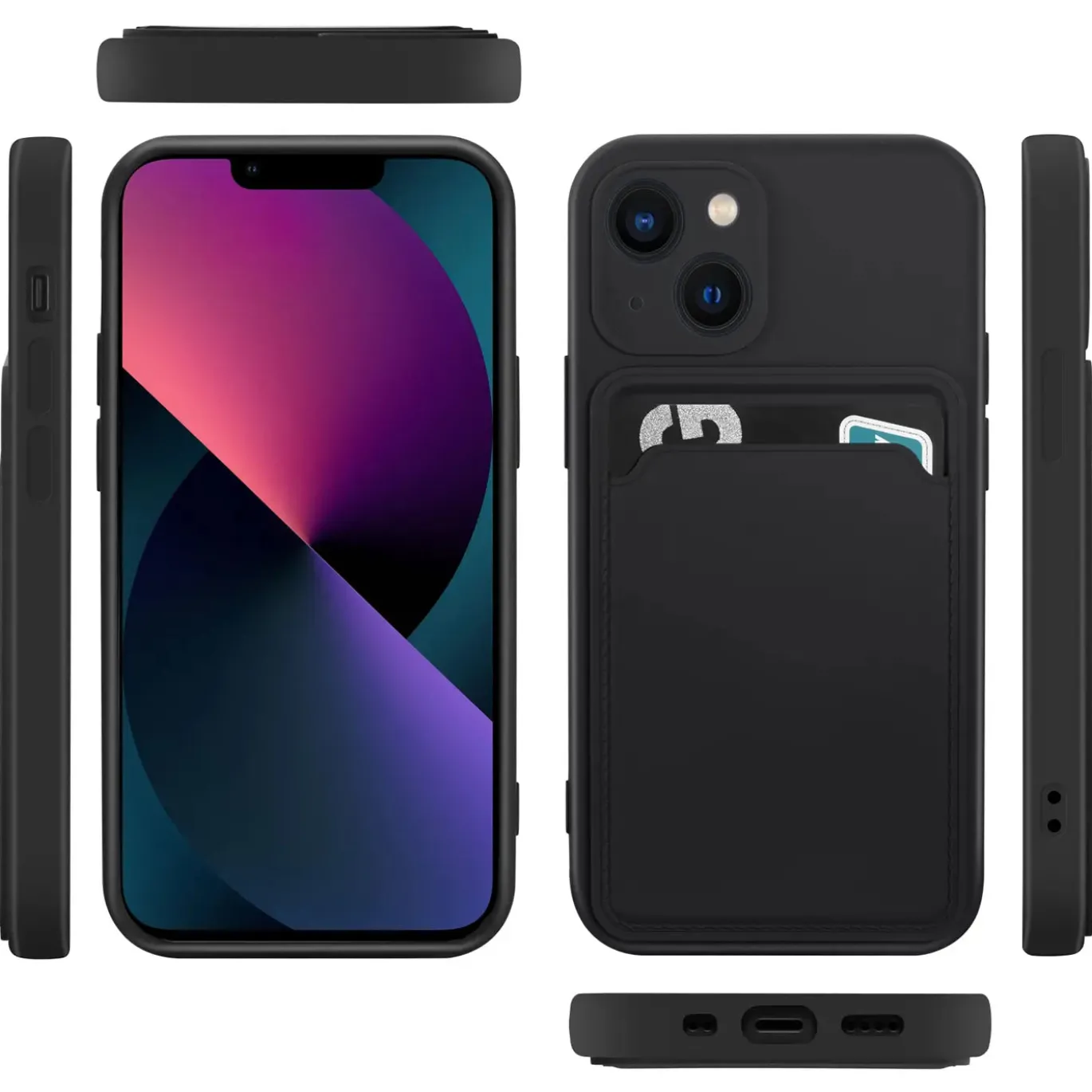 iPhone 13 Mini - Silikonhülle mit Kartenfach & Kameraschutz