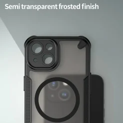 iPhone 13 Mini - Stoßfestes MagSafe Case in Schwarz mit halbtransparenter Rückseite