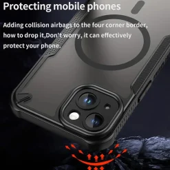 iPhone 13 Mini - Stoßfestes MagSafe Case in Schwarz mit halbtransparenter Rückseite