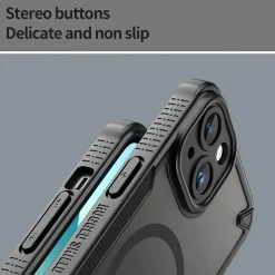 iPhone 13 Mini - Stoßfestes MagSafe Case in Schwarz mit halbtransparenter Rückseite