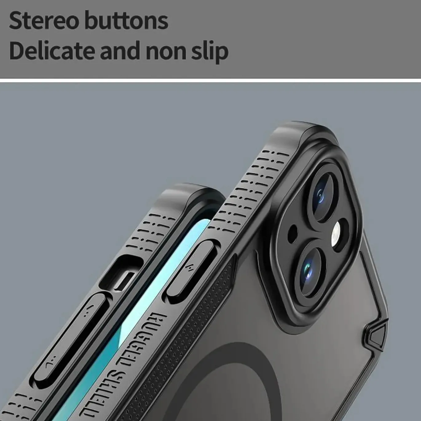 iPhone 13 Mini - Stoßfestes MagSafe Case in Schwarz mit halbtransparenter Rückseite
