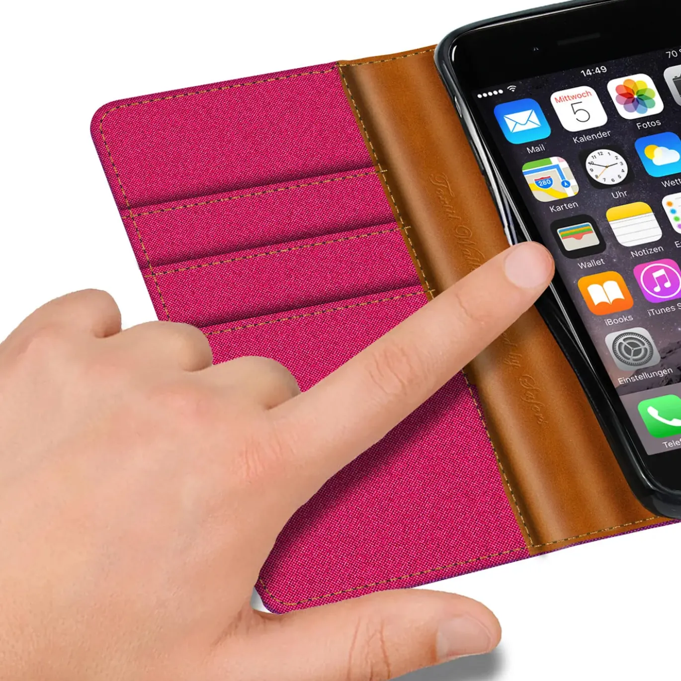 iPhone 7 Plus / 8 Plus - Jeanslook Klapphülle mit Kartenfach