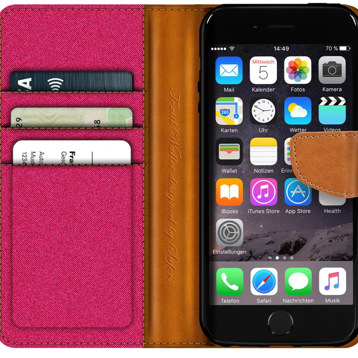 iPhone 7 Plus / 8 Plus - Jeanslook Klapphülle mit Kartenfach