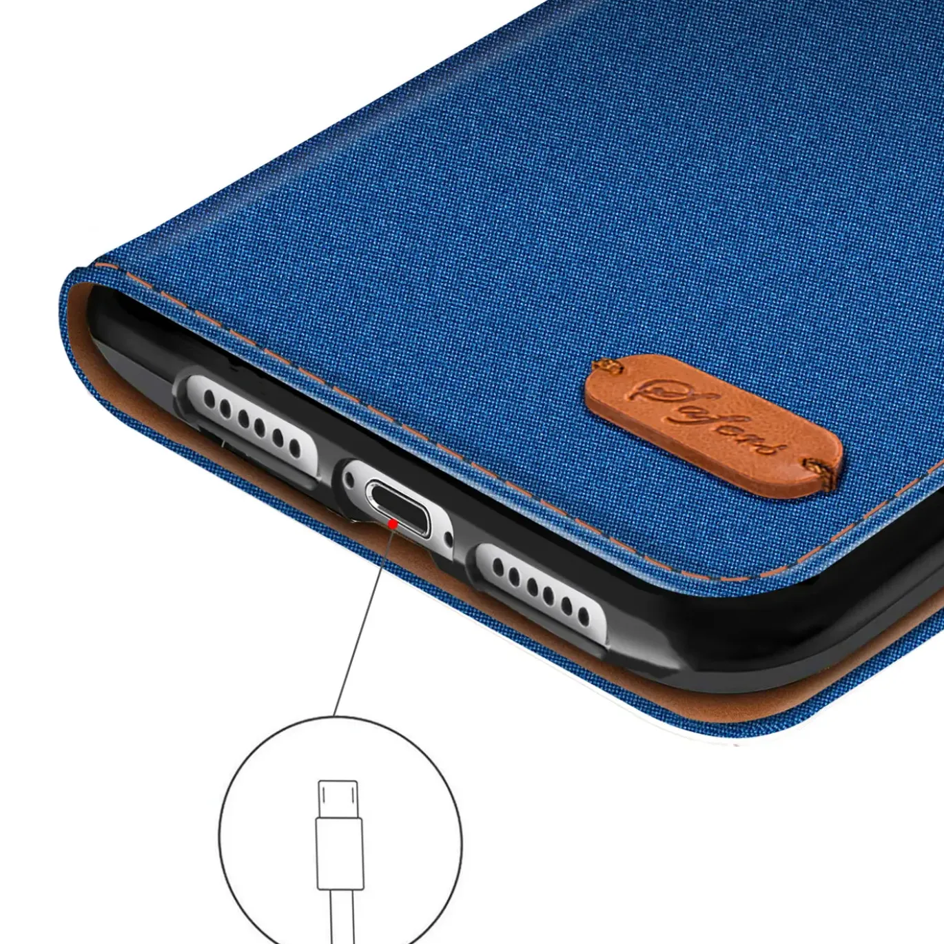 iPhone 14 Plus - Jeanslook Klapphülle mit Kartenfach