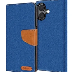 iPhone 16 Plus - Jeanslook Klapphülle mit Kartenfach