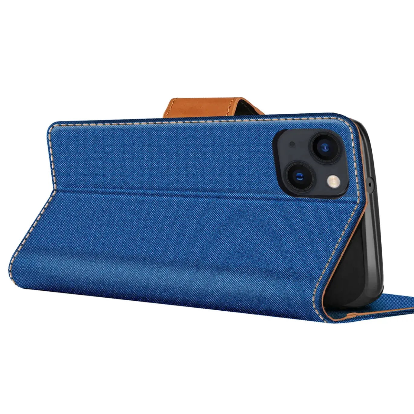 iPhone 15 Plus - Jeanslook Klapphülle mit Kartenfach