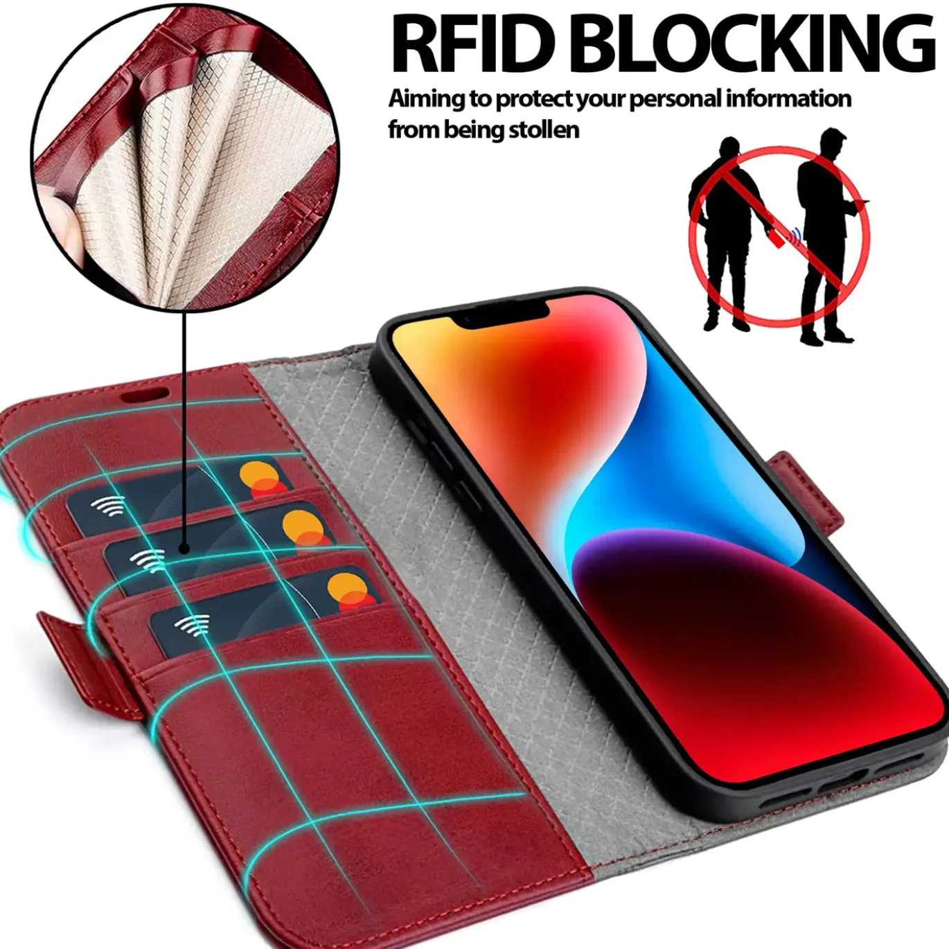 iPhone 14 Plus - Robuste Klapphülle mit RFID Block