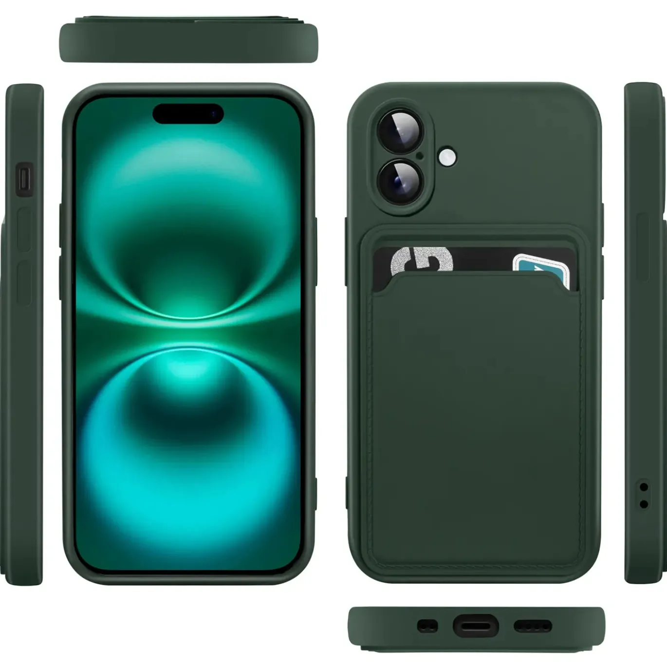 iPhone 16 Plus - Silikonhülle mit Kartenfach & Kameraschutz