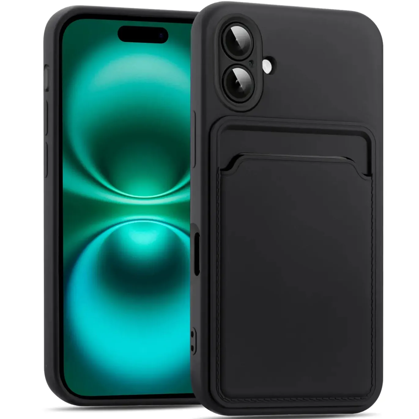 iPhone 16 Plus - Silikonhülle mit Kartenfach & Kameraschutz