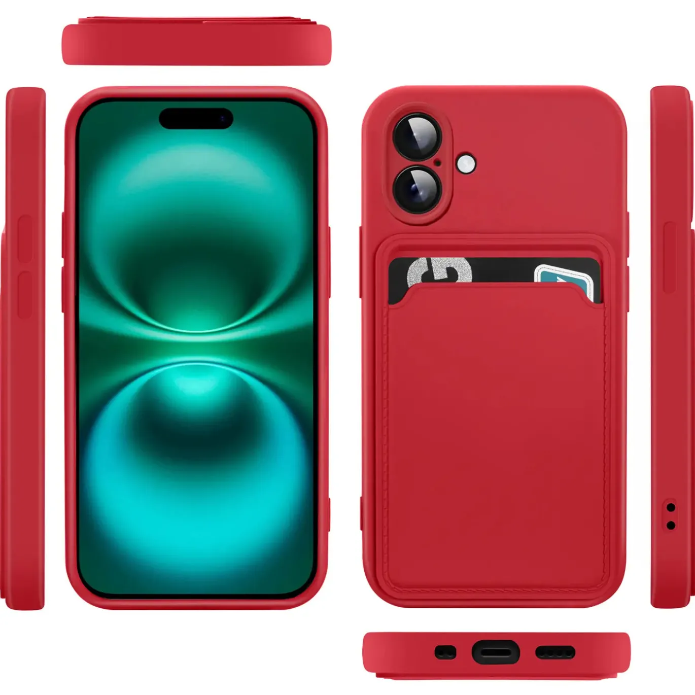 iPhone 16 Plus - Silikonhülle mit Kartenfach & Kameraschutz