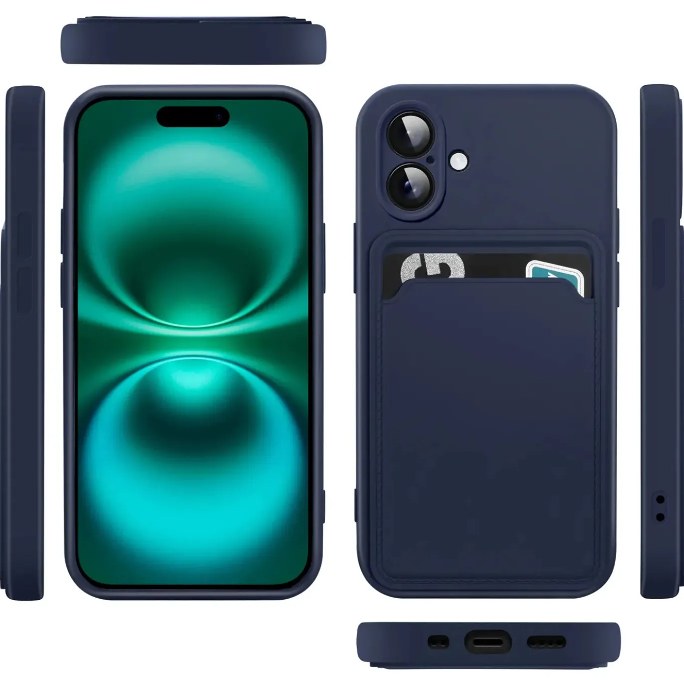 iPhone 16 Plus - Silikonhülle mit Kartenfach & Kameraschutz