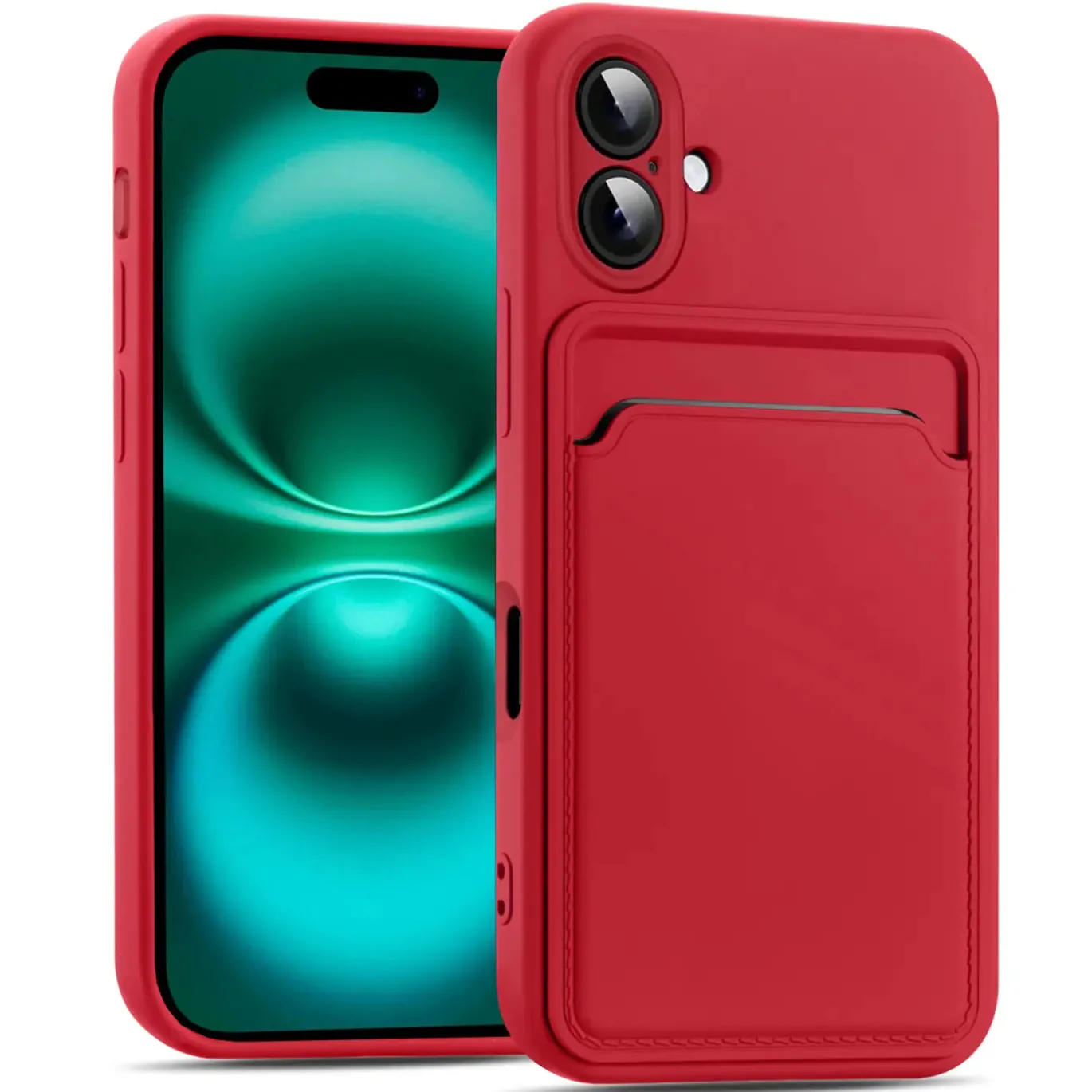 iPhone 16 Plus - Silikonhülle mit Kartenfach & Kameraschutz