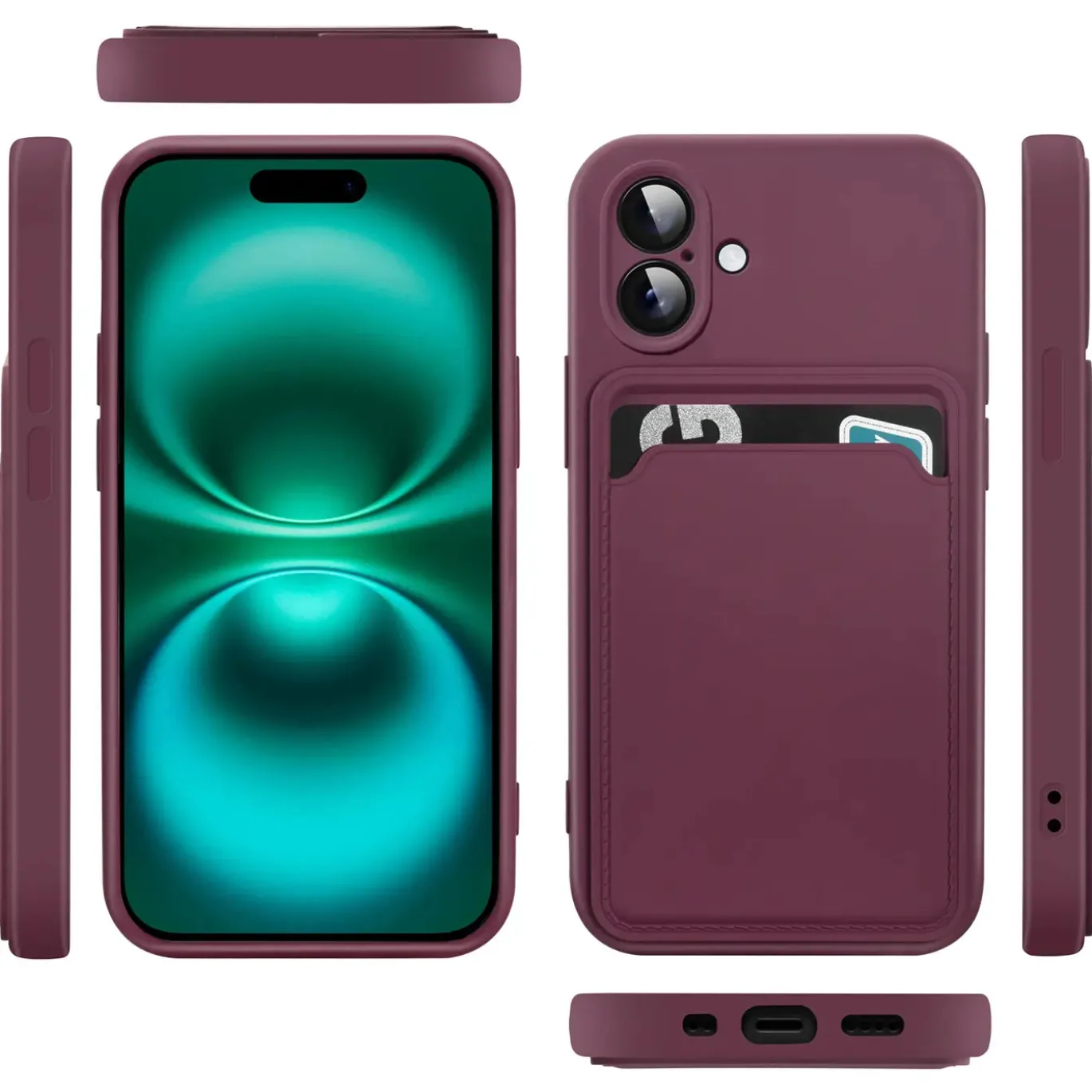 iPhone 16 Plus - Silikonhülle mit Kartenfach & Kameraschutz