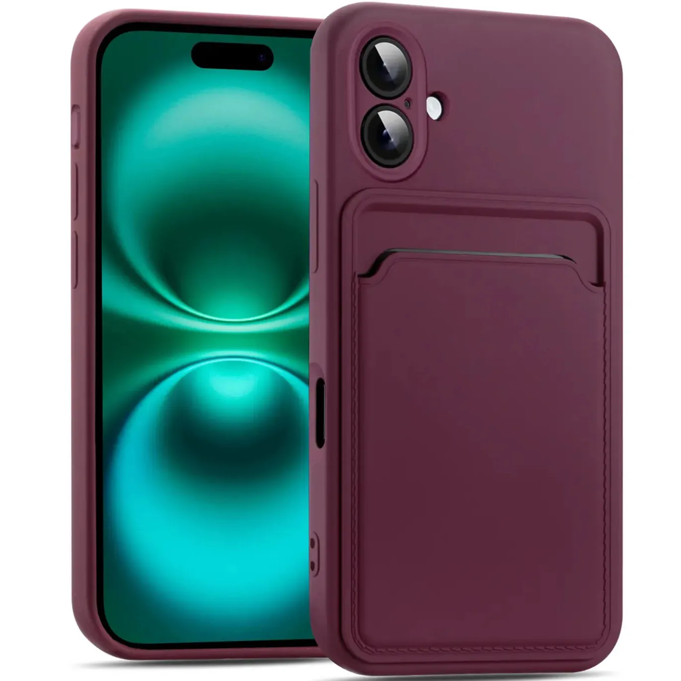 iPhone 16 Plus - Silikonhülle mit Kartenfach & Kameraschutz