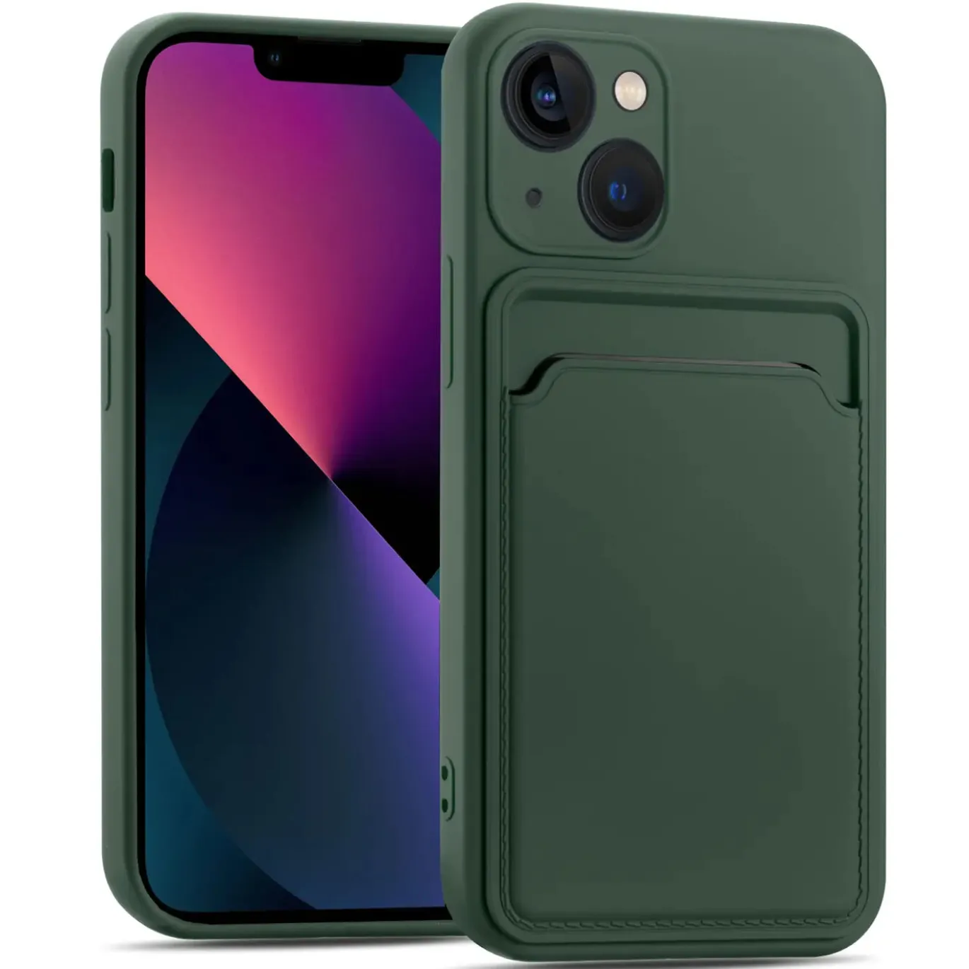 iPhone 15 Plus - Silikonhülle mit Kartenfach & Kameraschutz