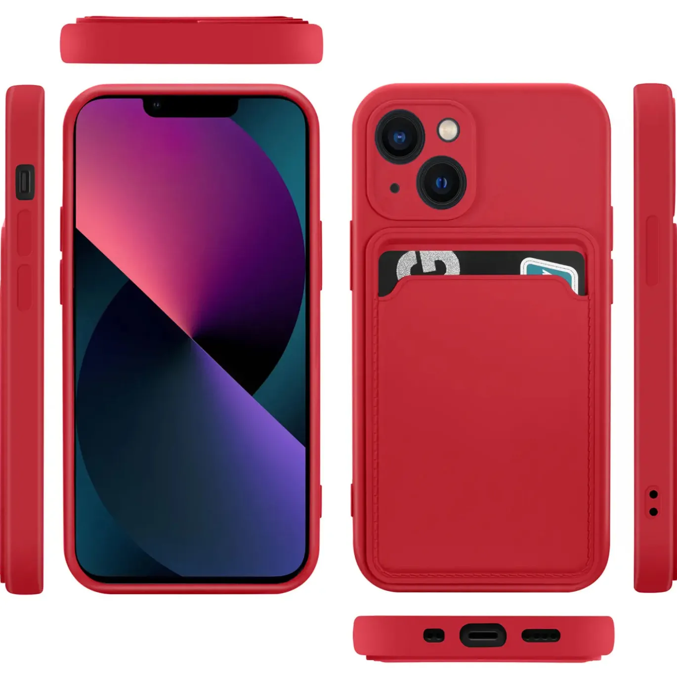 iPhone 15 Plus - Silikonhülle mit Kartenfach & Kameraschutz