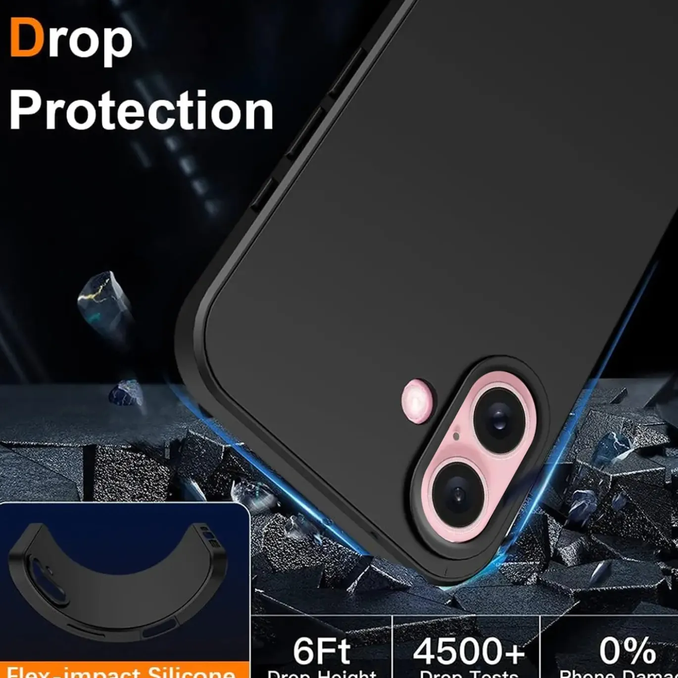 iPhone 16 Plus - Slim Silikon Backcover Schwarz